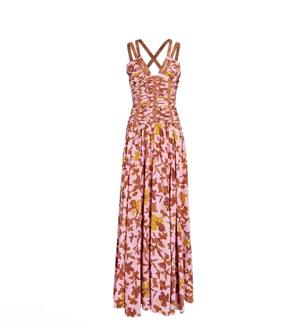 Ulla Johnson Pink Floral Midi Dress